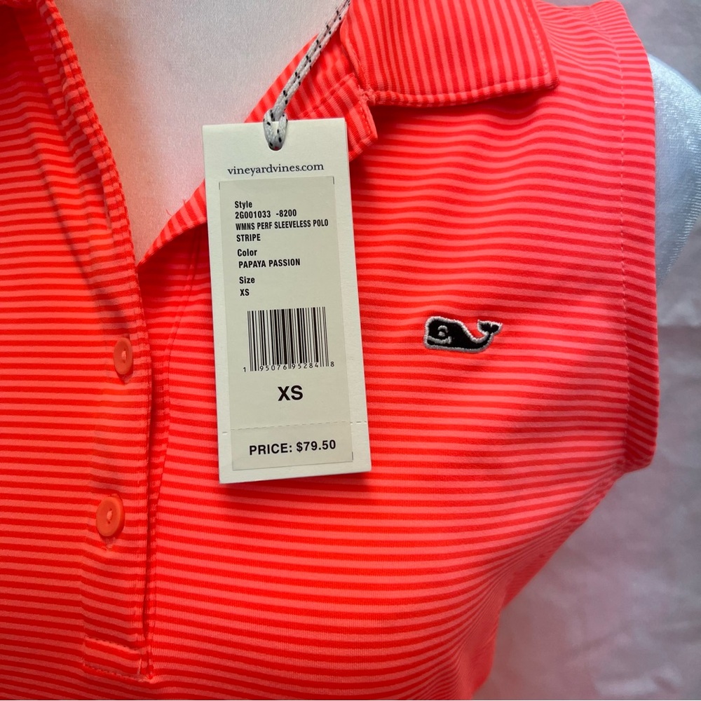 NWT Vineyard Vines performance sleeveless striped golf polo. - Picture 3 of 10